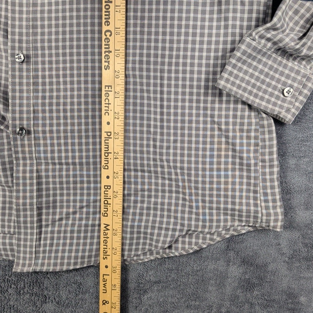 Van Heusen Shirt Mens Large Grey Plaid Long Sleeve Button Up - Picture 4 of 5